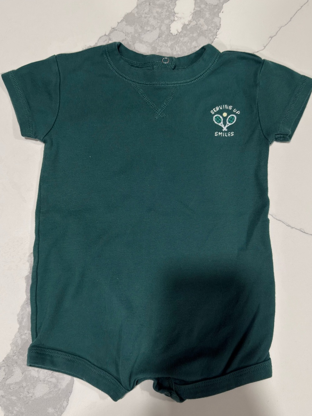Carter’s Baby Romper 6 Months Green Tennis Serving Up Smiles Short Sleeve
